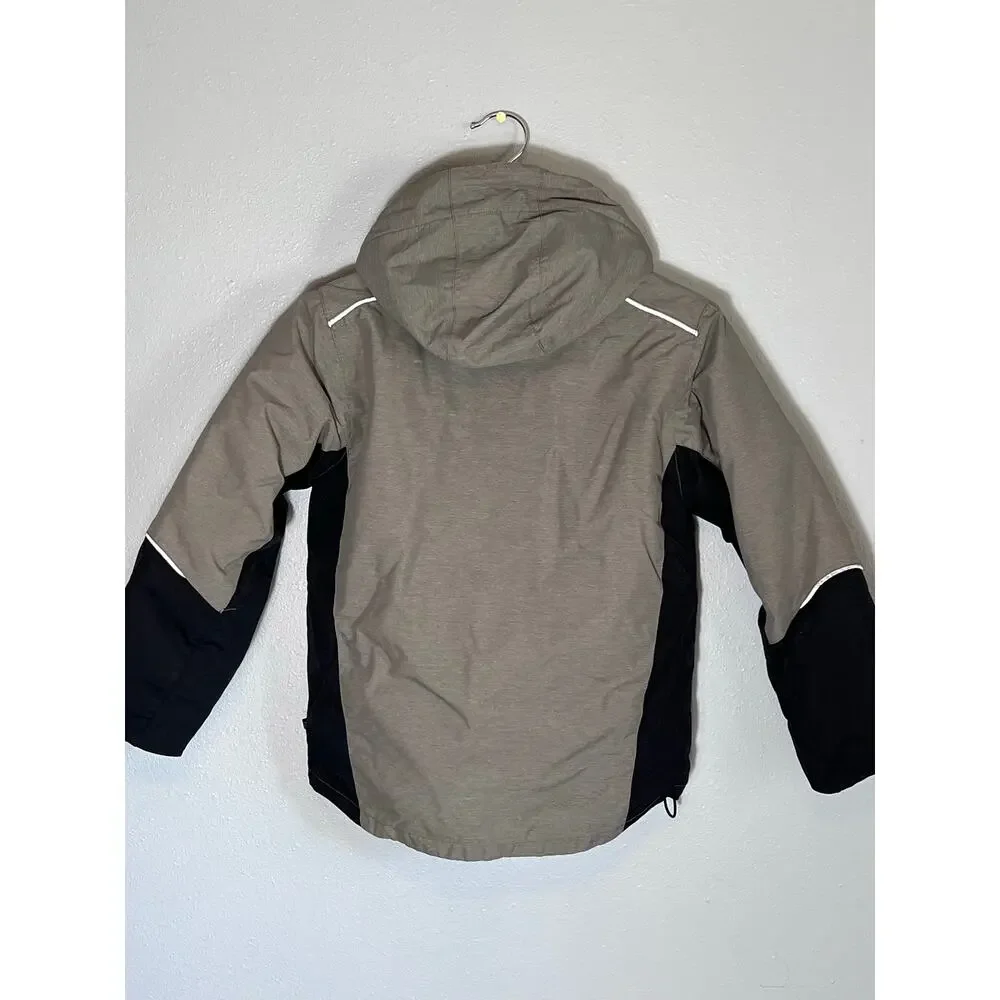 Ski-doo Boys Youth 12 Snowmobile Racing Coat Jacket Grey Taupe Winter Snow Ski
